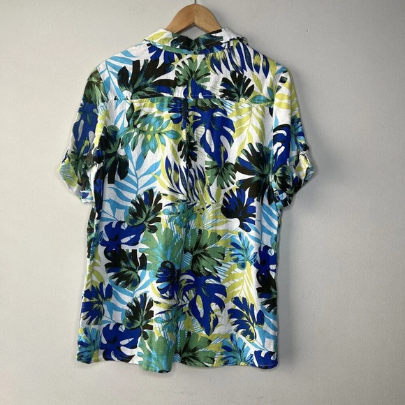 White Stag Linen Blend Button Down Short Sleeve Shirt - Picture 11 of 14